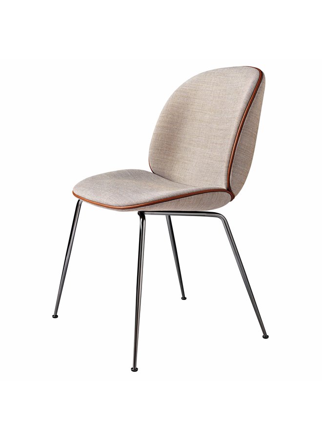 Beetle Dining Chair - Fully Upholstered, Conic base, Black Chrome Base