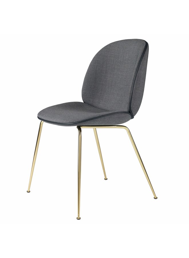 Beetle Dining Chair - Fully Upholstered, Conic base, Brass Semi Matt Base
