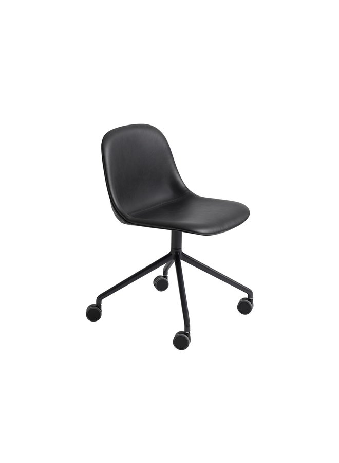 Fiber Side Chair / Black Swivel Base with Castors, Upholstered