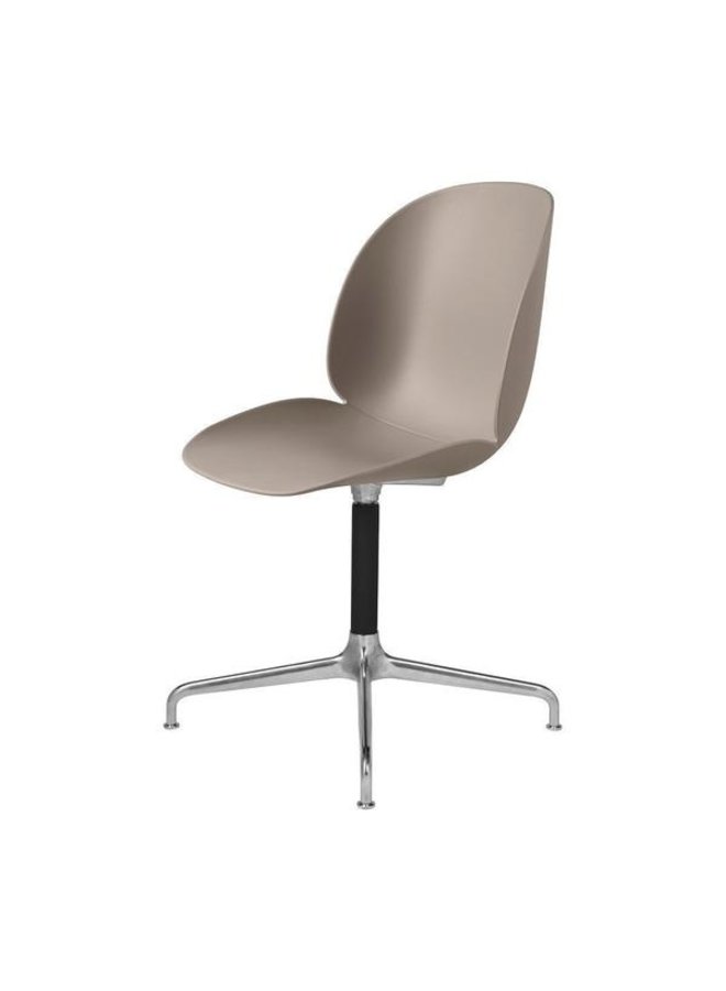 Beetle Meeting Chair - Un-Upholstered, 4-star base, Polished Aluminium/Black Matt Base