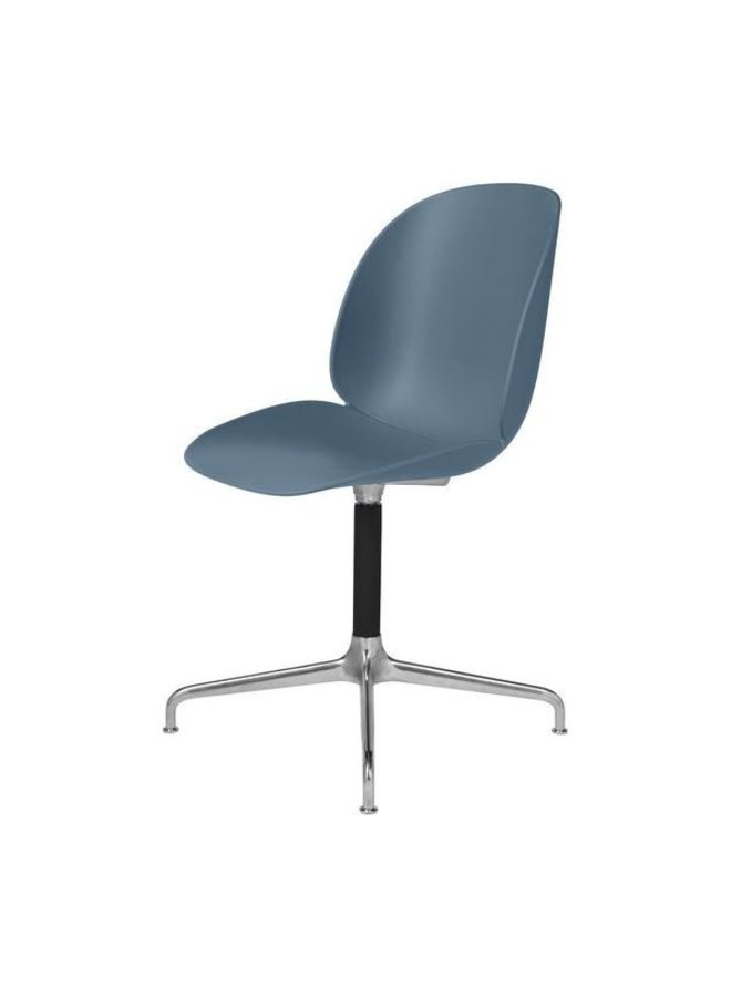 Beetle Meeting Chair - Un-Upholstered, 4-star base, Polished Aluminium/Black Matt Base