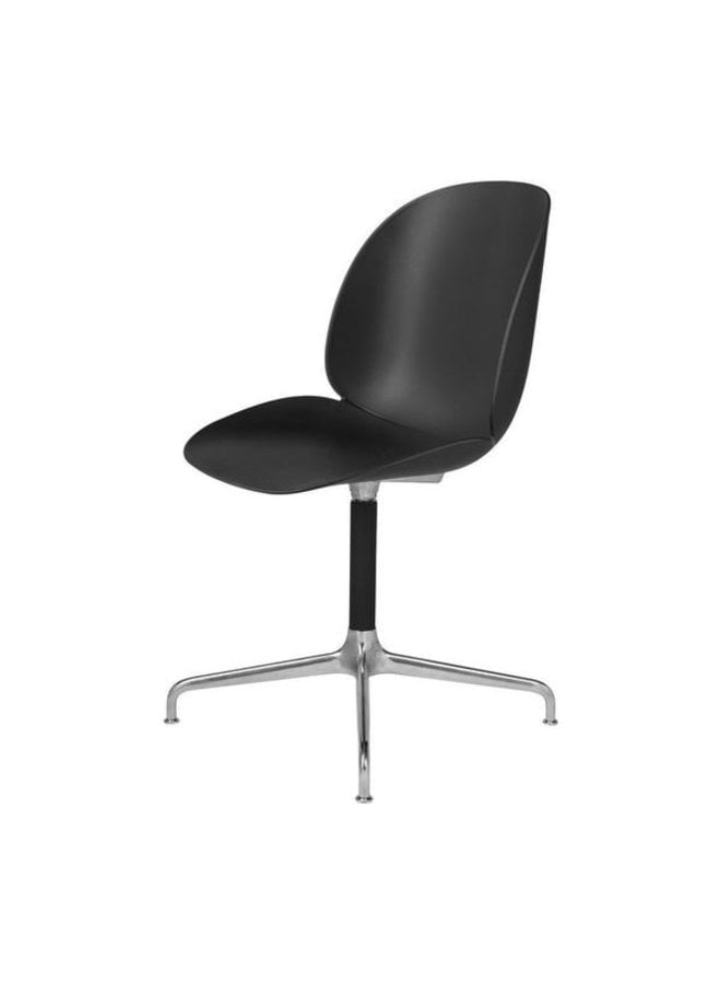 Beetle Meeting Chair - Un-Upholstered, 4-star base, Polished Aluminium/Black Matt Base