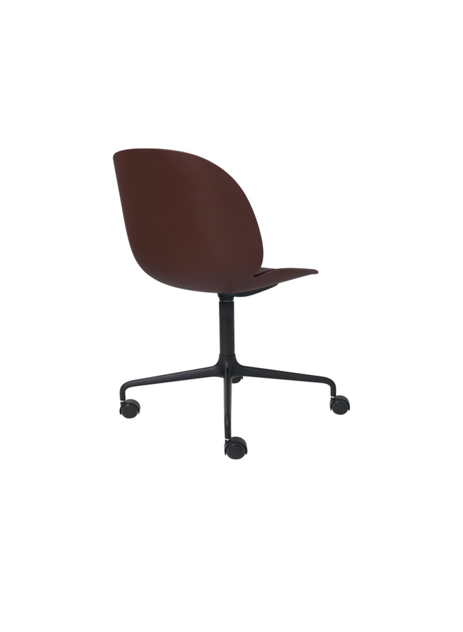 Beetle Meeting Chair - Un-Upholstered, 4-star w. castors, Black Matt Base