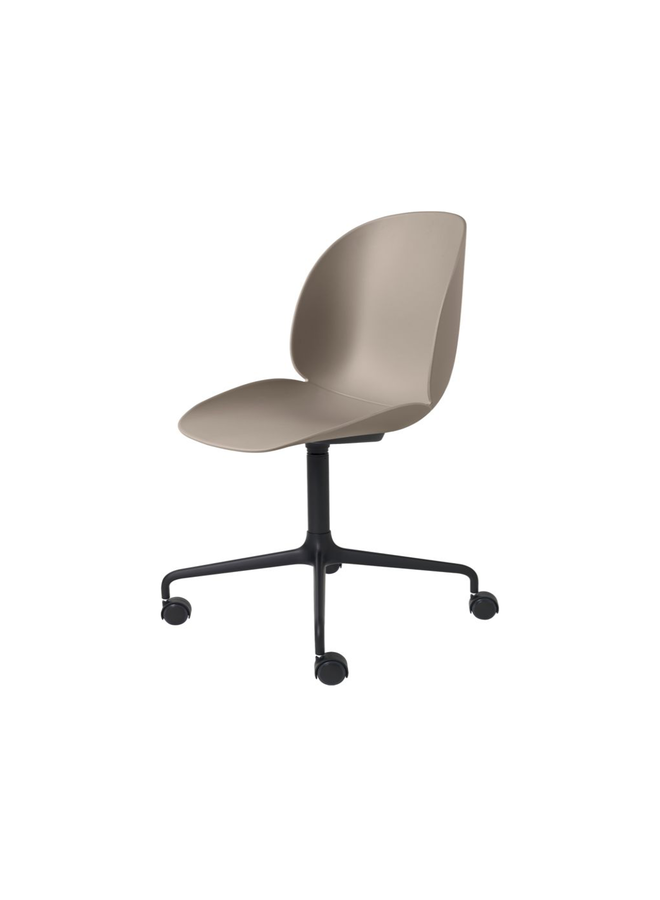 Beetle Meeting Chair - Un-Upholstered, 4-star w. castors, Black Matt Base