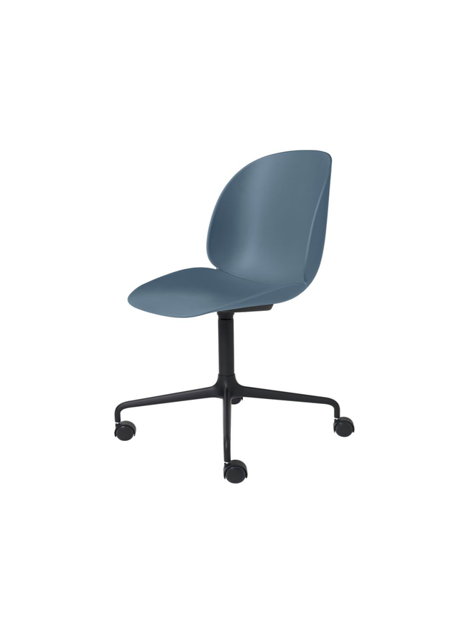 Beetle Meeting Chair - Un-Upholstered, 4-star w. castors, Black Matt Base