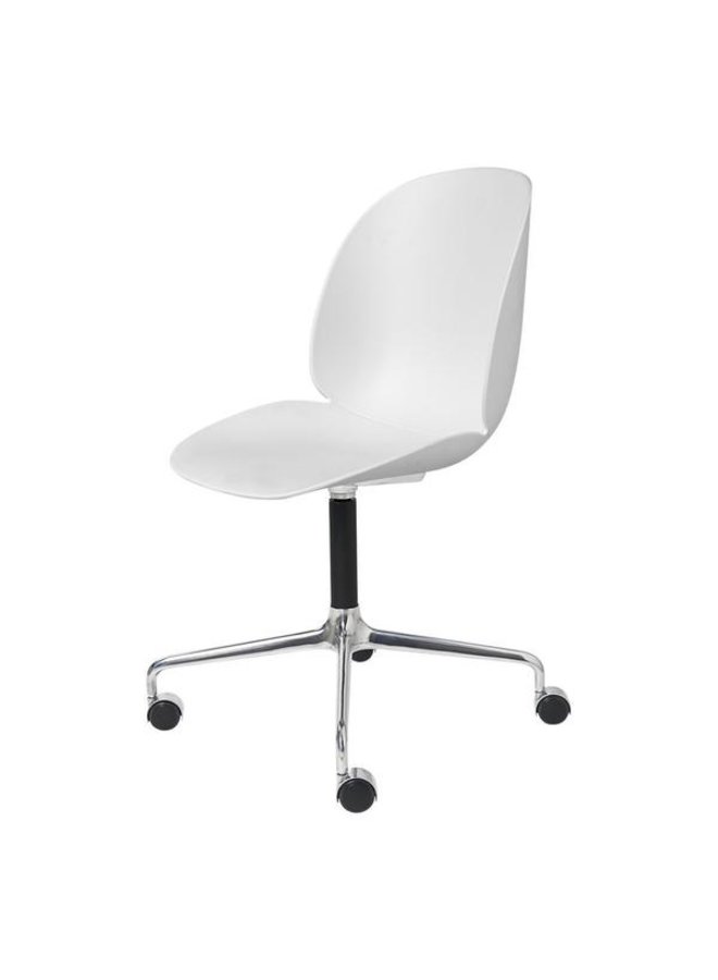 Beetle Meeting Chair - Un-Upholstered, 4-star w. castors, Polished Aluminium/Black Matt Base