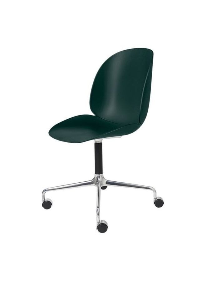 Beetle Meeting Chair - Un-Upholstered, 4-star w. castors, Polished Aluminium/Black Matt Base