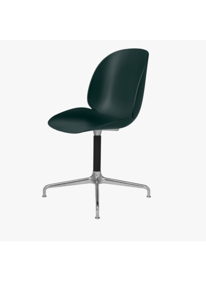 Beetle Meeting Chair - Un-Upholstered, 4-star base, Polished Aluminium/Black Matt Base