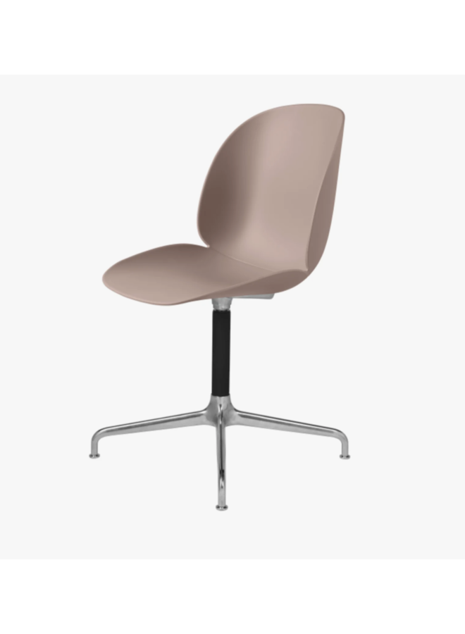 Beetle Meeting Chair - Un-Upholstered, 4-star base, Polished Aluminium/Black Matt Base