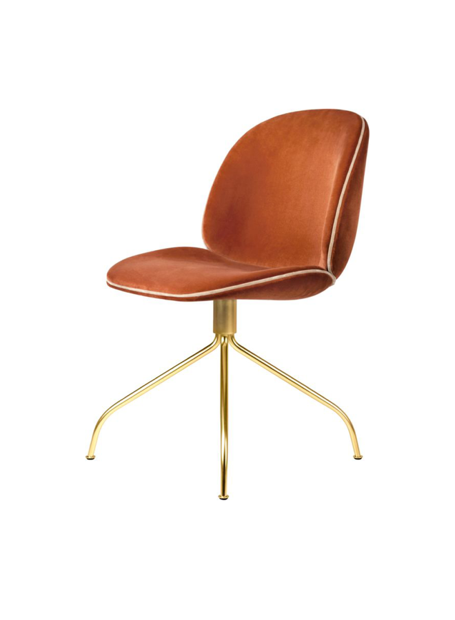 Beetle Meeting Chair - Fully Upholstered, Swivel base, Brass Semi Matt Base