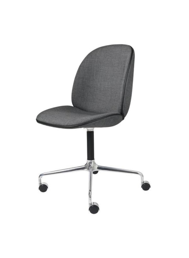 Beetle Meeting Chair - Fully Upholstered, 4-star w. castors, Polished Aluminium/Black Matt Base