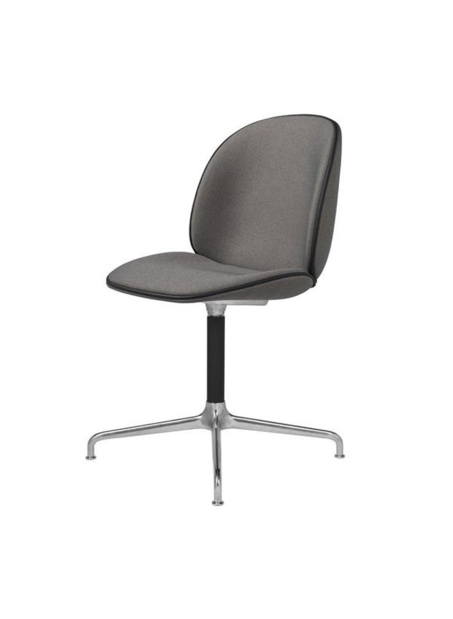 Beetle Meeting Chair - Fully Upholstered, 4-star base, Polished Aluminium/Black Matt Base