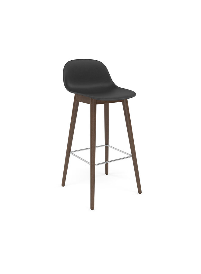 FIBER BAR STOOL W. BACKREST / WOOD BASE H: 75 CM / 29.5"