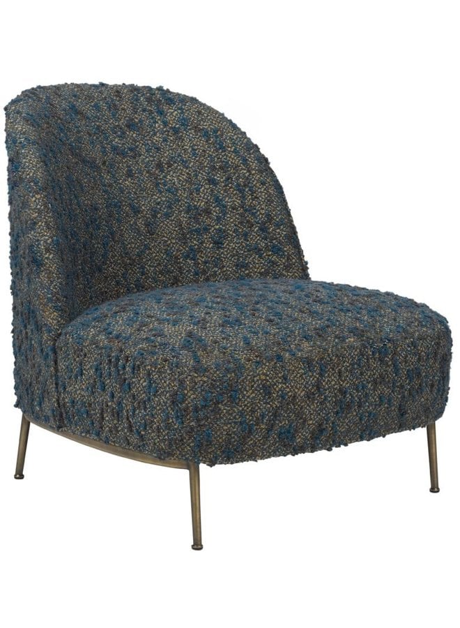 Sejour Lounge Chair - Fully Upholstered, Antique Brass Base