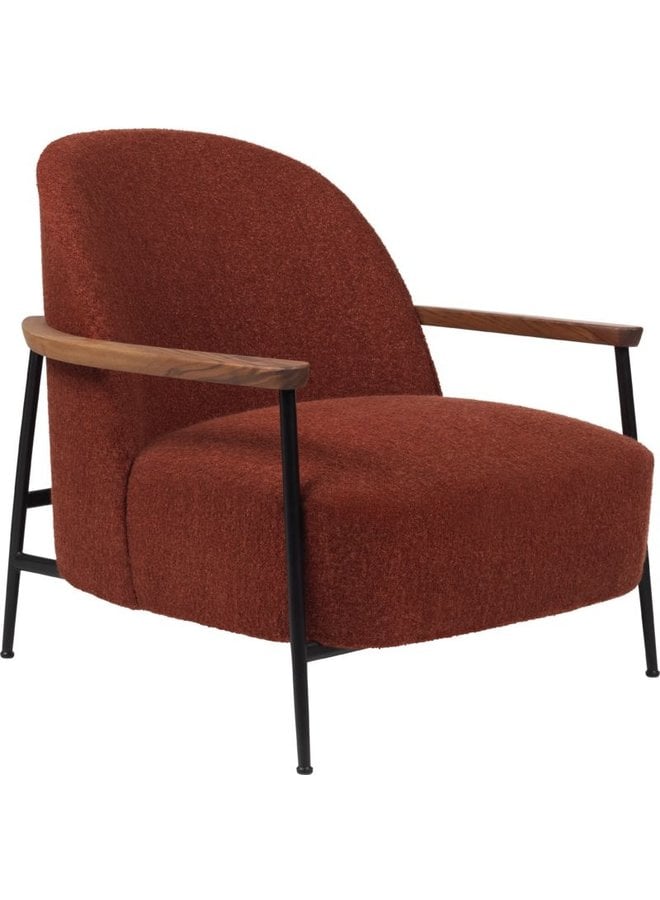 Sejour Lounge Chair - Fully Upholstered, With armrests, Black Matt Base