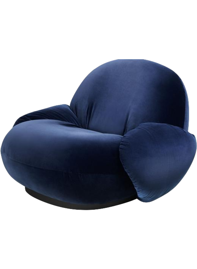 Pacha Lounge Chair with armrest - Fully Upholstered, Black Semi Matt