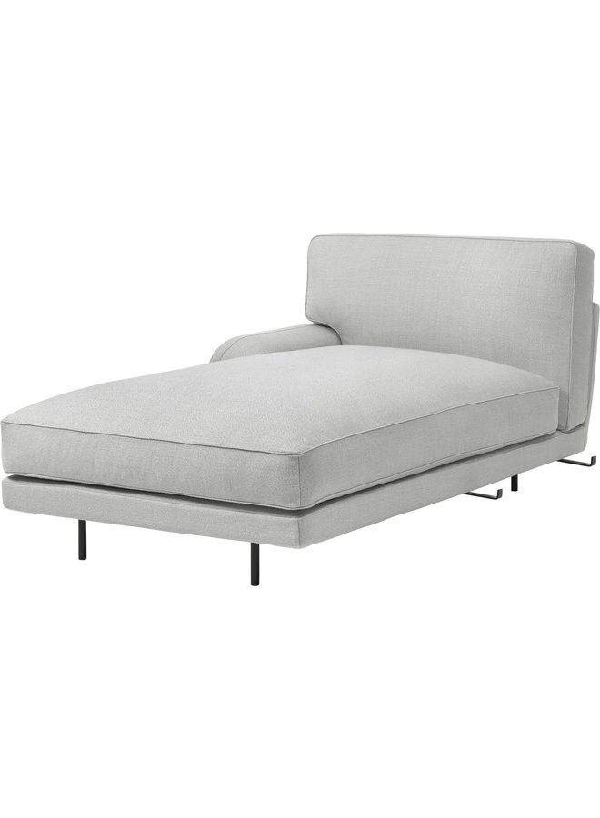 Flaneur Module - Fully Upholstered, Chaise Lounge with right armrest, Black Matte Base