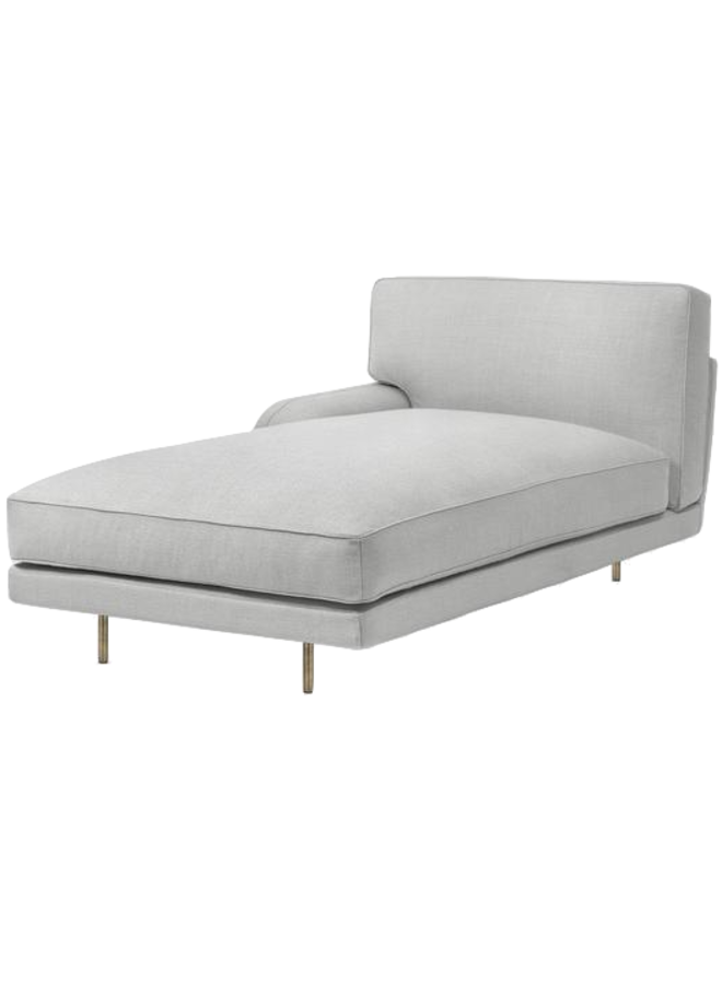 Flaneur Module - Fully Upholstered, Chaise Longue with right armrest, Antique Brass Base