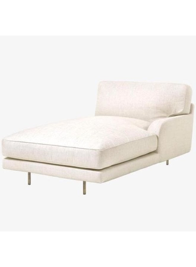 Flaneur Module - Fully Upholstered, Chaise Longue with left armrest, Antique Brass Base