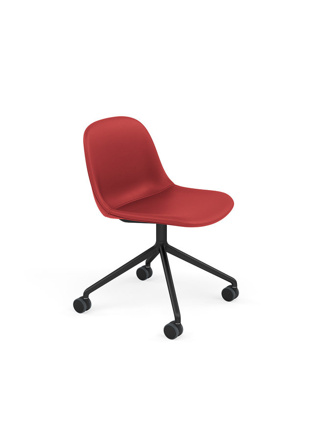 Fiber Side Chair / Black Swivel Base with Castors, Upholstered