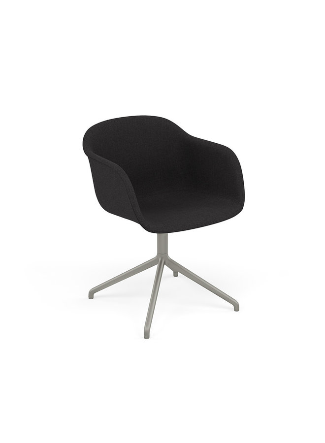 Fiber Armchair / Grey Swivel Base without Return, Upholstered