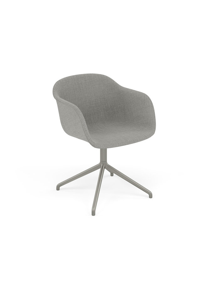 Fiber Armchair / Grey Swivel Base without Return, Upholstered