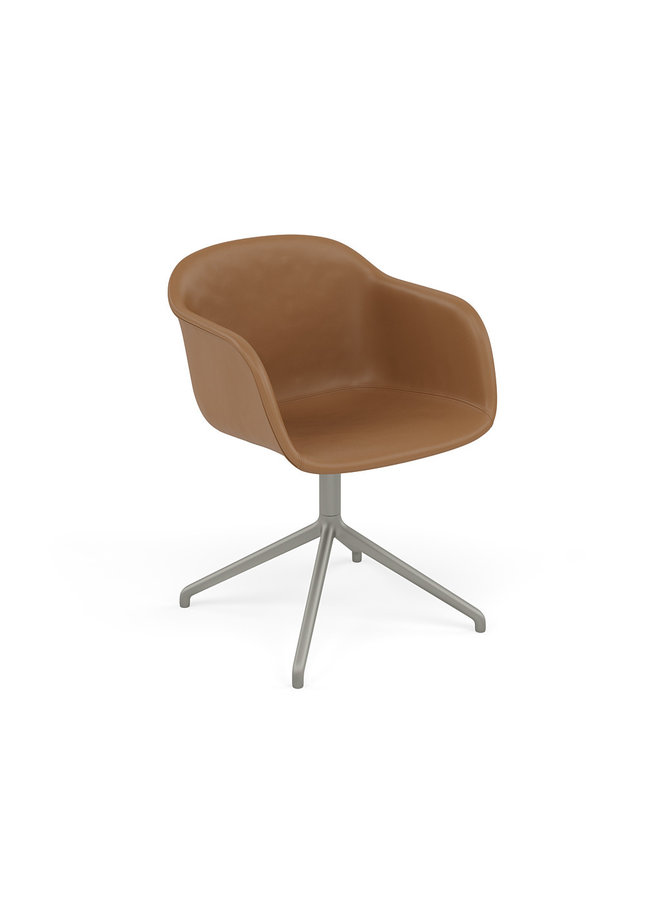 Fiber Armchair / Grey Swivel Base without Return, Upholstered