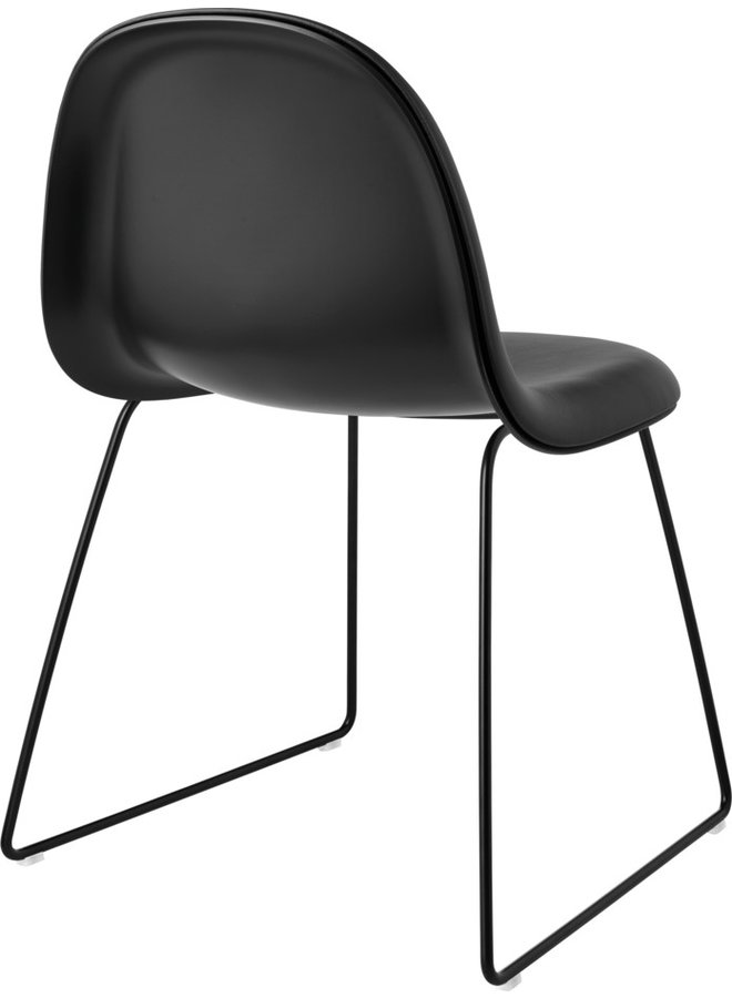 3D Dining Chair - Front Upholstered, Sledge base, Black Semi Matt Base, Black Stained Beech Semi Matt