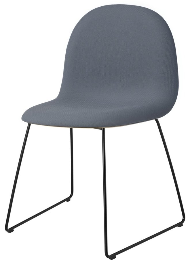 3D Dining Chair - Front Upholstered, Sledge base, Black Semi Matt Base, American Walnut Semi Matt