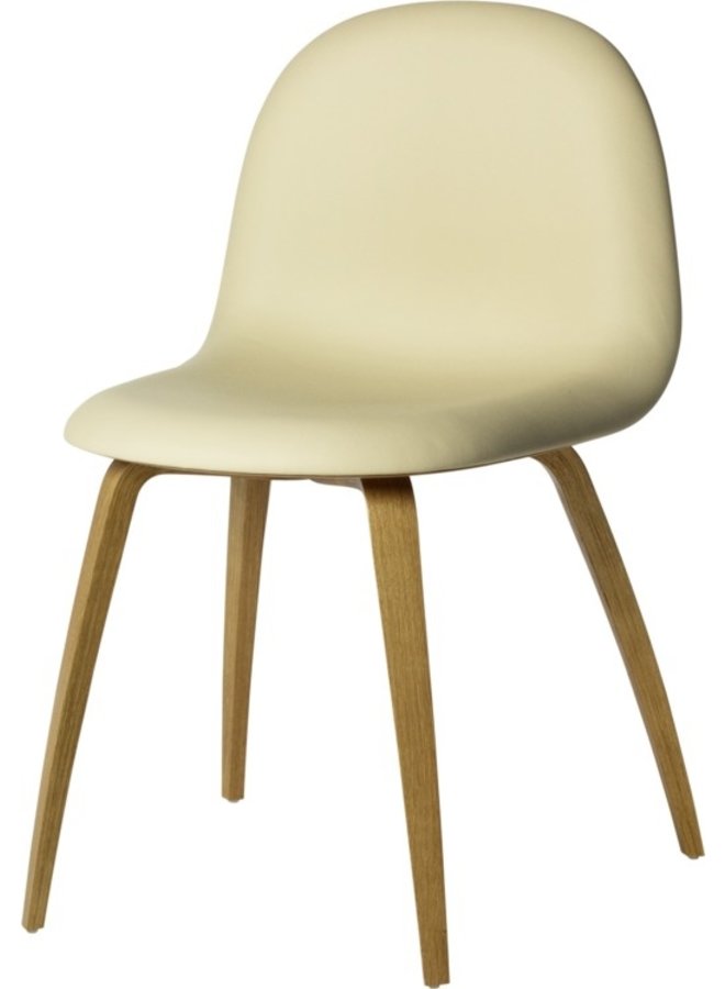 3D Dining Chair - Front Upholstered, Wood base, Oak Semi Matt Lacquered Base
