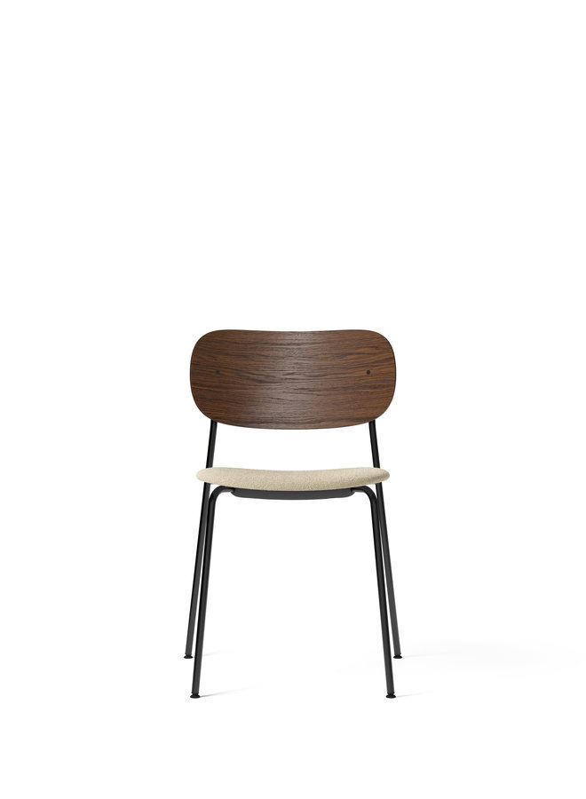 Co Chair, Dining Height, Black Steel, Upholstered Seat, Oak Back