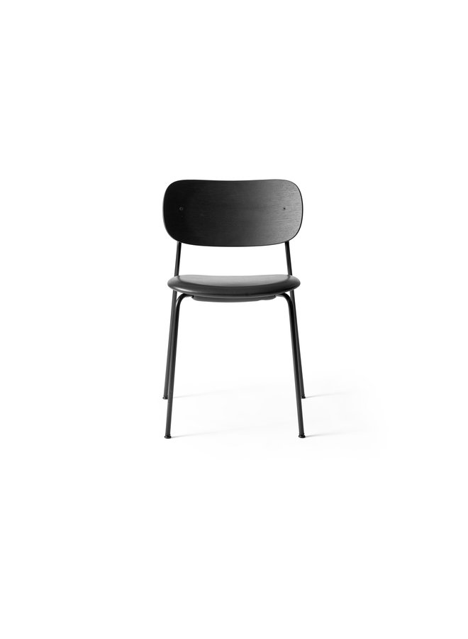 Co Chair, Dining Height, Black Steel, Upholstered Seat, Oak Back