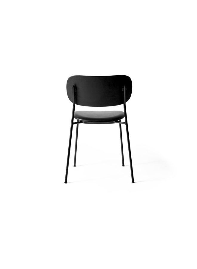 Co Chair, Dining Height, Black Steel, Upholstered Seat, Oak Back