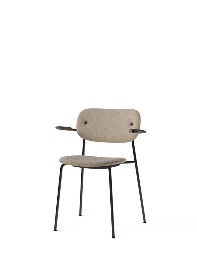 Co Chair, Dining Height with Arms, Black Steel, Fully Upholstered