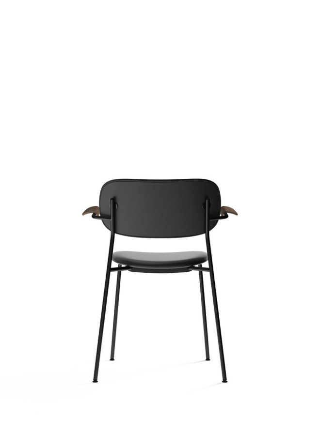 Co Chair, Dining Height with Arms, Black Steel, Fully Upholstered