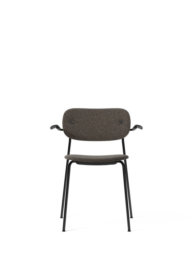 Co Chair, Dining Height with Arms, Black Steel, Fully Upholstered