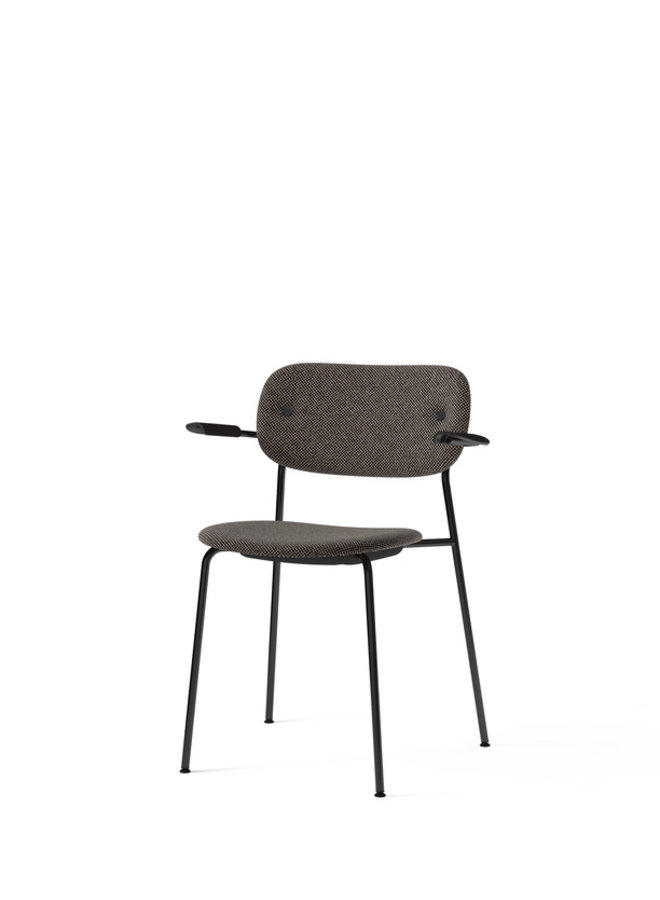 Co Chair, Dining Height with Arms, Black Steel, Fully Upholstered