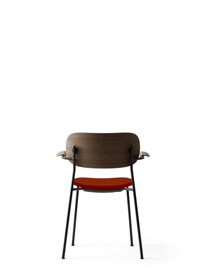 Co Chair, Dining Height with Arms, Black Steel, Fully Upholstered