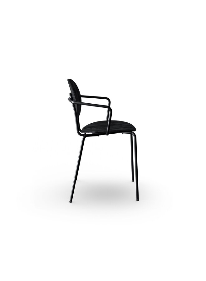 Piet Hein Chair - Black Steel - Wooden Back