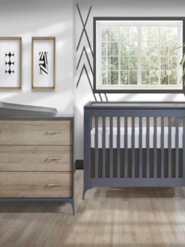 Metro Convertible Crib + 3 Drawer Dresser - Charcoal/Natural