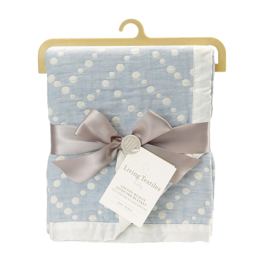 lolli living Living Textiles Muslin Jacquard Blanket Blue ...