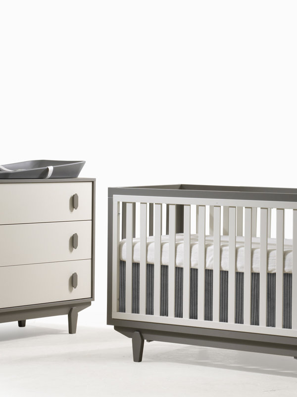 Tate Convertible Crib + 3 Drawer Dresser - Taupe/Latte