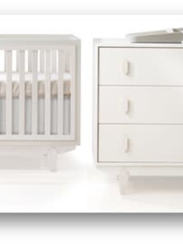 Tate Convertible Crib + 3 Drawer Dresser - White