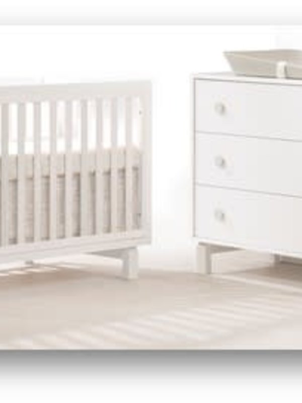 Bjorn Convertible Crib + 3 Drawer Dresser - White