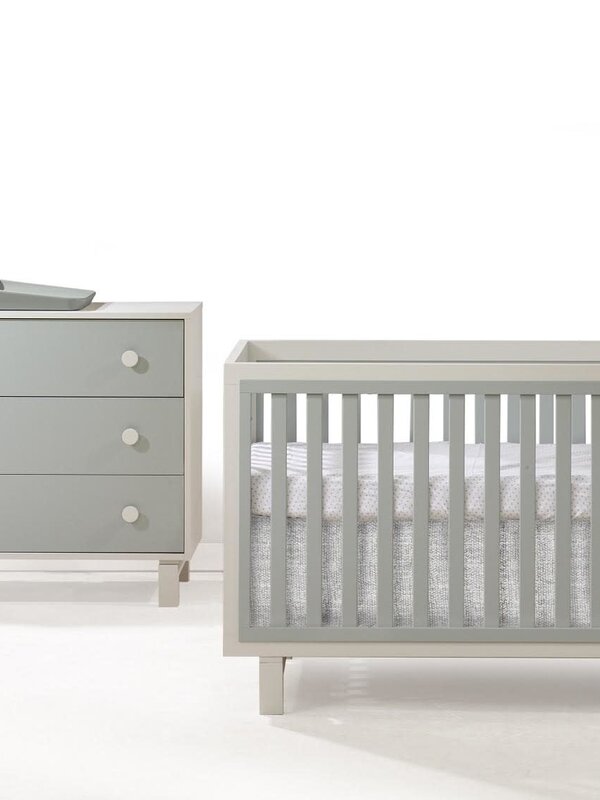 Bjorn Convertible Crib + 3 Drawer Dresser - Latte/Sage