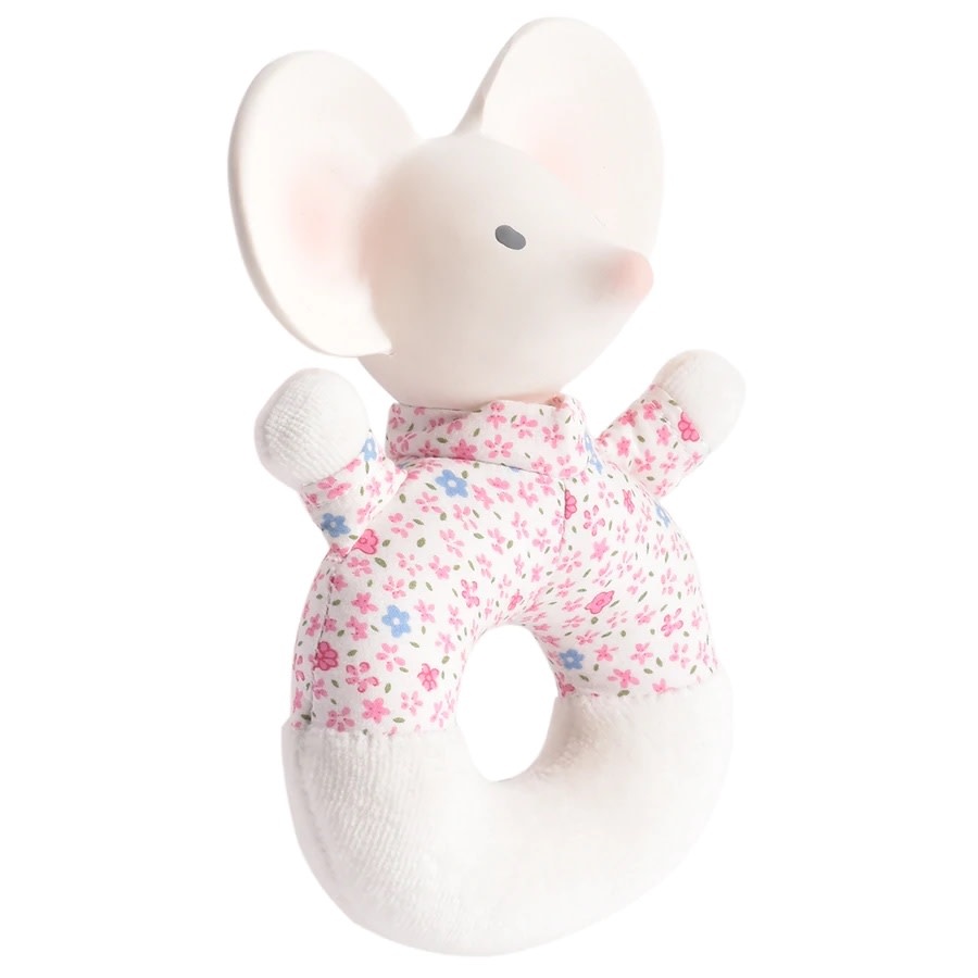 Meiya Soft Rattle & Teether with Organic Natural Rubber Head