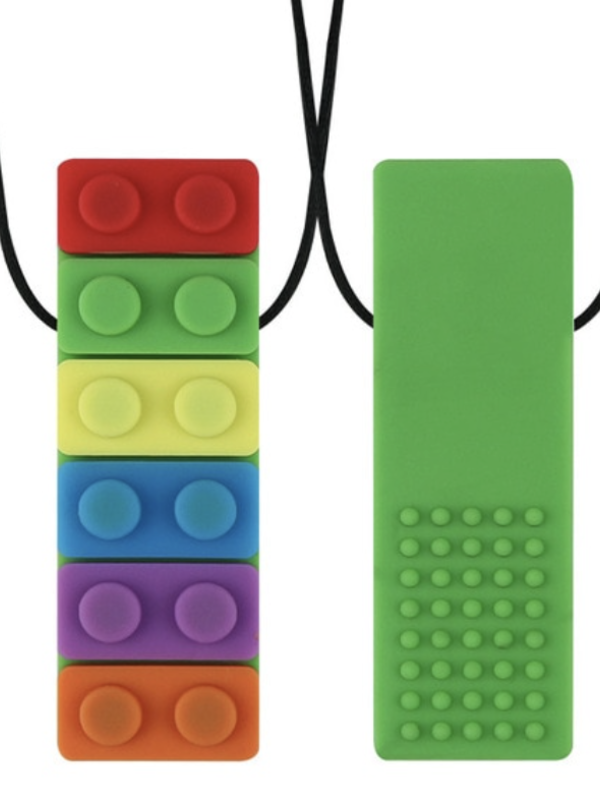 Sensory Necklace - Green/Rainbow Lego
