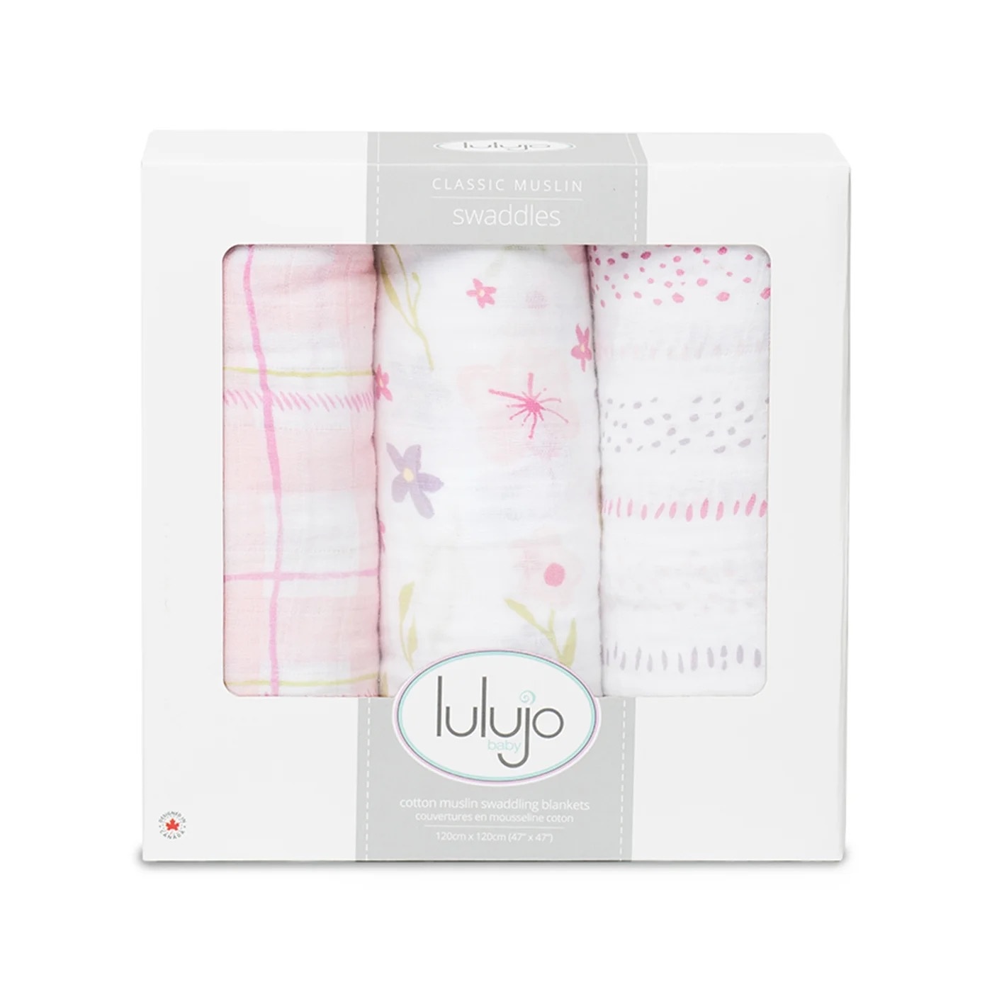 Lulujo 3pk Cotton Swaddle - Pink Floral