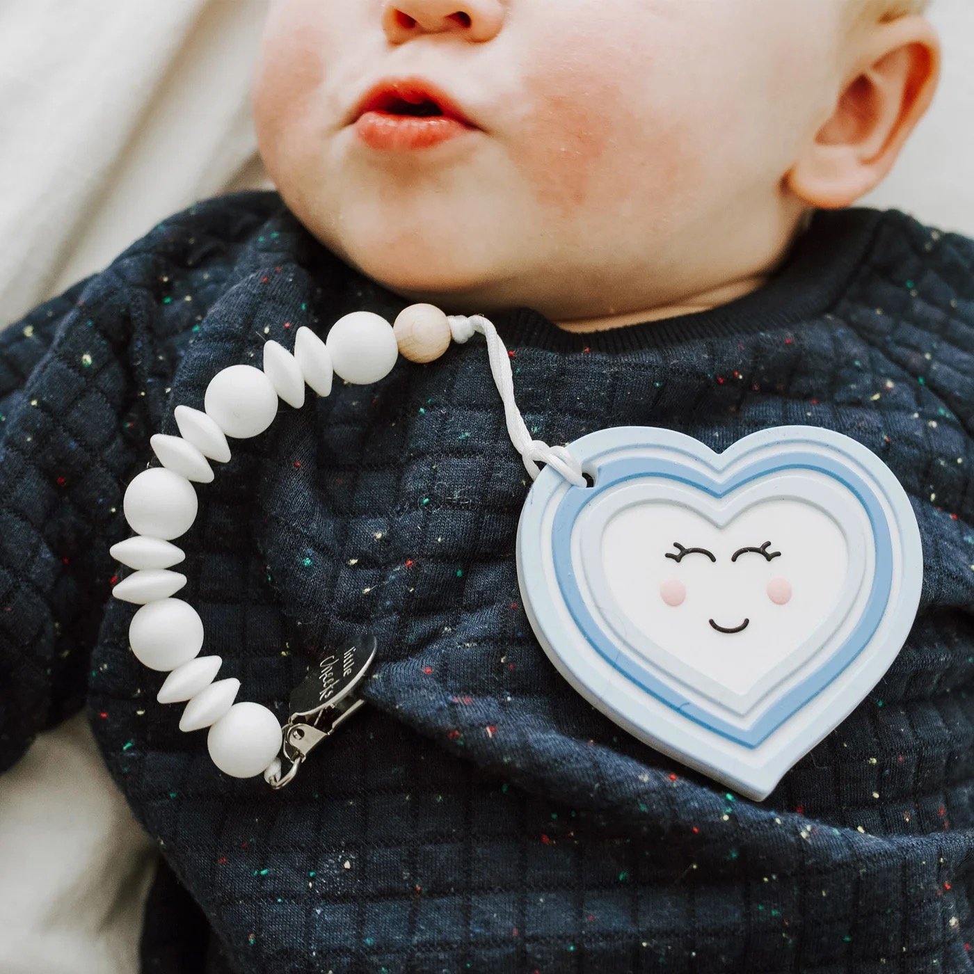 Little Cheeks Heart Teether & Clip