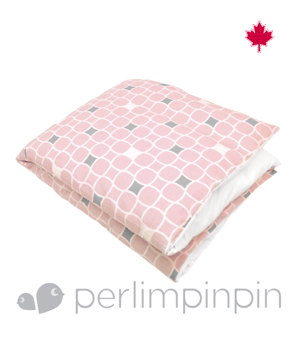 Perlimpinpin Pink Tile Bed Skirt and Duvet Cover Bundle